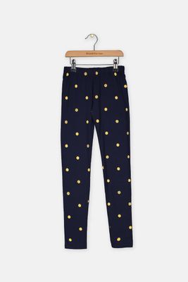 Girls Polka Dot Pull On Leggings  Navy