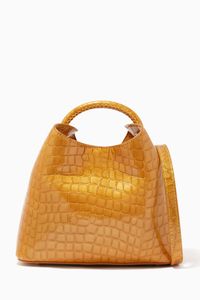 Baozi Tote Bag in Croc-embossed Pearl Leather