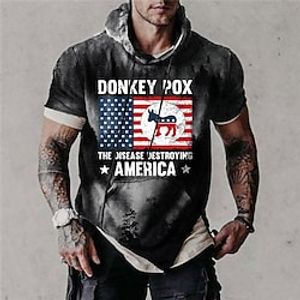 Men's Hoodie Pullover Hoodie Sweatshirt Black Hooded Graphic National Flag Print Daily Sports Holiday 3D Print Streetwear Designer Casual Summer Clothing Apparel Hoodies Sweatshirts  Short Sleeve miniinthebox