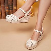 Women's Wedge Platform Sandals Hollow Out Ankle Buckle Strap Shoes Casual Slingback Sandals Apricot Lightinthebox