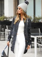 Random Ripped Details Button Design Long Sleeves Denim Jacket - thumbnail