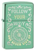 Zippo 49161 Follow Your Way Design High Polish Green Windproof Lighter