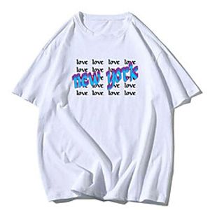 Men's Unisex Tees T shirt Hot Stamping Graphic Prints Letter Plus Size Print Short Sleeve Casual Tops 100% Cotton Basic Designer Big and Tall White Lightinthebox