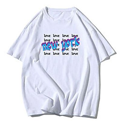 Men's Unisex Tees T shirt Hot Stamping Graphic Prints Letter Plus Size Print Short Sleeve Casual Tops 100% Cotton Basic Designer Big and Tall White Lightinthebox