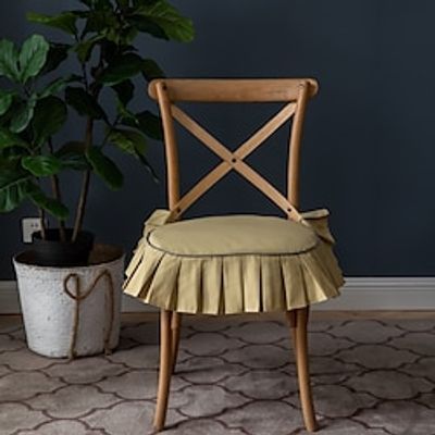 1pc Solid Ruffled Chair Cushion with Ties Comfortable Thick Kitchen Dining Chair Pad Seat Cushion with Removable Cotton Cover 45x47cm18''x19'' Lightinthebox