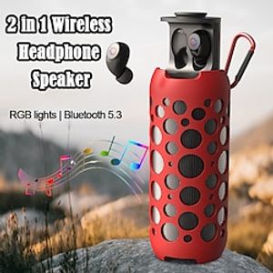 2 In 1 Portable Camping Wireless Bluetooth Speaker  TWS Wireless Bluetooth Headset Noise Cancelling Handfree Calling Bluetooth Earphone Subwoofer Bluetooth Soudbox Loudspeaker miniinthebox