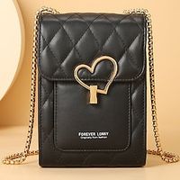 Women's Crossbody Bag Wallet Mobile Phone Bag Messenger Bag Credit Card Holder Wallet PU Leather Outdoor Daily Buttons Zipper Adjustable Waterproof Lightweight Solid Color Embroidery Black Pink Red Lightinthebox - thumbnail