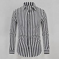 Men's Shirt Button Up Shirt Casual Shirt Summer Shirt Beach Shirt Black White Long Sleeve Striped Turndown Holiday Vacation Button-Down Clothing Apparel Fashion Casual Comfortable Lightinthebox