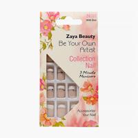 Zaya Beauty Artificial Nails with French Nail Tip and Stone Accents