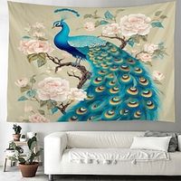 Peacock Bird Hanging Tapestry Wall Art Large Tapestry Mural Decor Photograph Backdrop Blanket Curtain Home Bedroom Living Room Decoration Lightinthebox - thumbnail