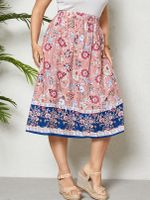 YOINS Plus Size Tribal Elastic Waist Skirt - thumbnail