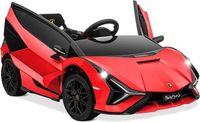 Megastar Licensed Lamborghini Prime Sian 12V Roadster Carbon Fiber Textured Motorized Toy Car - Red (UAE Delivery Only)