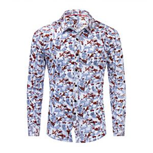 Men's Shirt Marble Button-Down Print Long Sleeve Casual Tops Cotton Casual Fashion Comfortable Blue miniinthebox