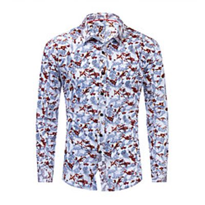Men's Shirt Marble Button-Down Print Long Sleeve Casual Tops Cotton Casual Fashion Comfortable Blue miniinthebox