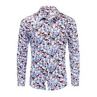 Men's Shirt Marble Button-Down Print Long Sleeve Casual Tops Cotton Casual Fashion Comfortable Blue miniinthebox - thumbnail