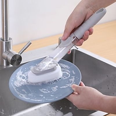 Kitchen Cleaning Brush 2 In 1 Long Handle Cleaing Brush with Removable Brush Sponge Dispenser Dishwashing Brush Kitchen Tools Dish Scrubber With Soap Dispenser With miniinthebox
