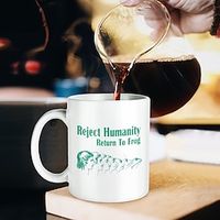 1Pc Funny Frog Coffee Mug Reject Humanity Return To Frog 11oz Ceramic Mug Trendy Novelty Mug White Tea Cup Summer Winter Drinkware Meme Mug Toad Mug Cottagecore Goblincore Creative Gifts W Lightinthebox