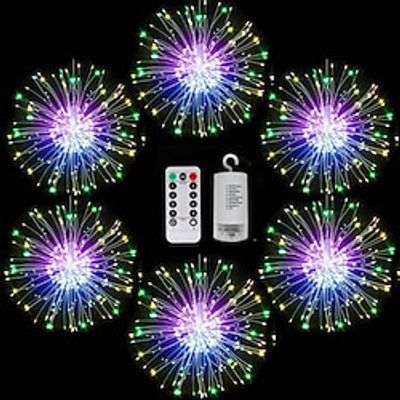 6 Pcs Firework Lights Led Copper Wire Starburst String Lights 8 Modes Battery Operated Fairy Lights with Remote Wedding Christmas Decorative Hanging Lights for Party Patio Lightinthebox
