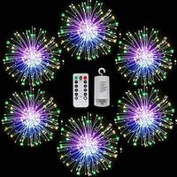 6 Pcs Firework Lights Led Copper Wire Starburst String Lights 8 Modes Battery Operated Fairy Lights with Remote Wedding Christmas Decorative Hanging Lights for Party Patio Lightinthebox - thumbnail