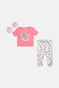Toddler Girls Soft & Cozy 2 pc Pajama Set With Scrunchies  Pink Combo