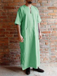 Men Casual Autumn V-neck Plain Long Length T-Shirt