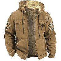 Graphic Prints Denim Daily Casual Vintage Retro Men's 3D Print Zip Hoodie Hoodie Jacket Fleece Jacket Holiday Vacation Going out Hoodies Black Blue Brown Hooded Multi Pocket Fleece Winter Designer Lightinthebox - thumbnail