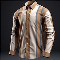 Stripe Business Men's Shirt Daily Wear Going out Spring Turndown Long Sleeve Blue, Purple, Khaki S, M, L 4-Way Stretch Fabric Shirt Lightinthebox - thumbnail