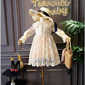 sweet girls lace gauze embroidery dress children falbala lapel flare sleeve pleated dress autumn kids princess clothes q1040 Lightinthebox