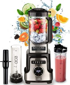 Kenwood Premium Power Blender 1500W Smoothie Blender Soup Blender with 2L Tritan Jar, 2 Smoothie2Go Bottles, Heating Function for Soup, 10 Speed+6 Preset Programs, Ice Crush Function BLM92.920SS Silvr