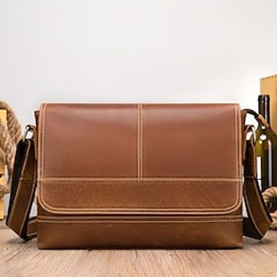 Men's Shoulder Bag Genuine Leather Retro Cowhide Briefcase Large Capacity Shoulder Crossbody Bag Messenger Bag Lightinthebox