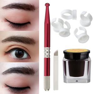 Eyebrow Tattoo Permanent Makeup Kit Microblading Pens Ink Cups Pigment Needle Blades