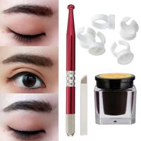 Eyebrow Tattoo Permanent Makeup Kit Microblading Pens Ink Cups Pigment Needle Blades