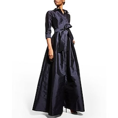 A-Line Evening Gown Elegant Black Dress Wedding Guest Floor Length 34 Length Sleeve Shirt Collar Pocket Taffeta with Pocket Strappy 2023 Lightinthebox A-Line Evening Gown Elegant Black Dress Wedding Guest Floor Length 34 Length Sleeve Shirt Collar Pocket Taffeta with Pocket Strappy 2023 Lightinthebox