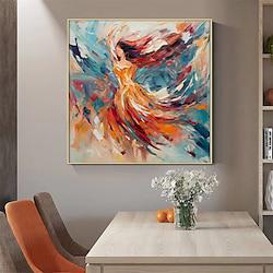 Colorful Woman Oil Painting Abstract Woman Hand Painted Textured Canvas Painting Wall Decor For Living Room Office Wall Art (No Frame) Lightinthebox