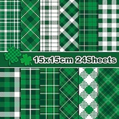 24sheet Green Plaid Pattern Paper St. Patrick's Day Scrapbook Paper, Decorative Craft Paper For Card Making Decorative Background Art Album Lightinthebox