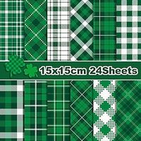 24sheet Green Plaid Pattern Paper St. Patrick's Day Scrapbook Paper, Decorative Craft Paper For Card Making Decorative Background Art Album Lightinthebox - thumbnail