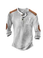Men's Outdoor Color Contrast Henley Waffle Long Sleeve T-Shirt