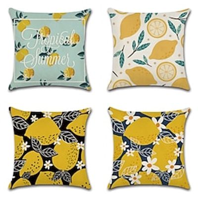 Fruit Double Side Cushion Cover 4PC Soft Decorative Square Throw Pillow Cover Cushion Case Pillowcase for Sofa Bedroom Superior Quality Machine Washable miniinthebox