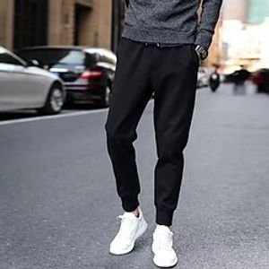 Men's Trousers Harem Pants Casual Pants Pocket Drawstring Elastic Waist Plain Breathable Quick Dry Casual Daily Fashion Streetwear Black miniinthebox