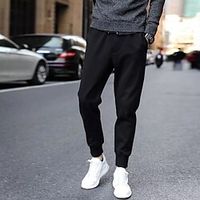 Men's Trousers Harem Pants Casual Pants Pocket Drawstring Elastic Waist Plain Breathable Quick Dry Casual Daily Fashion Streetwear Black miniinthebox - thumbnail