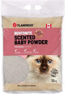 Flamingo Bentonite Scented Baby Powder Clumping Cat Litter 12kg