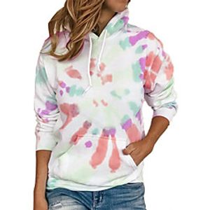 Women's Hoodie Pullover Graphic Tie Dye Front Pocket Daily Basic Casual Hoodies Sweatshirts  Blue Yellow Blushing Pink miniinthebox