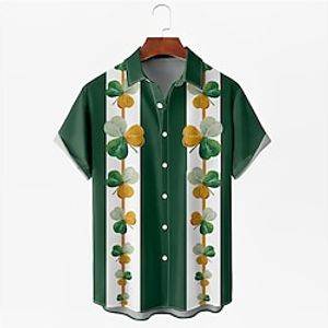 Men's Shirt Summer Hawaiian Shirt Graphic Prints Saint Patrick Day St. Patrick's Day Clover National Flag Turndown Light Green Green Street Casual Short Sleeves Button-Down Print Clothing Apparel Lightinthebox