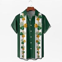 Men's Shirt Summer Hawaiian Shirt Graphic Prints Saint Patrick Day St. Patrick's Day Clover National Flag Turndown Light Green Green Street Casual Short Sleeves Button-Down Print Clothing Apparel Lightinthebox - thumbnail