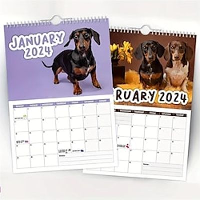 1pcs Cheeky Dachshunds 2024 Wall Calendar, 2024 Novelty Dog Calendars, Funny Dog Album Cover Poster Calendar, 12-Month Wall Calendar, Home Office Hanging Calendar Monthly Planner Lightinthebox