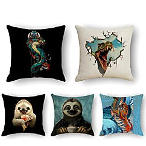 Cushion Cover 5PCS Linen Soft Print Square Throw Pillow Cover Cushion Case Pillowcase for Sofa Bedroom 45 x 45 cm (18 x 18 Inch) Superior Quality Mashine Washable Lightinthebox