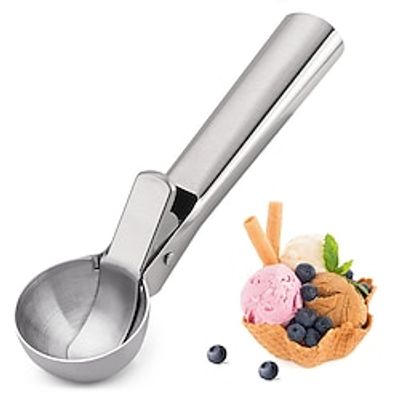 Ice Cream Scoop Stainless Steel Ice Cream Scooper Metal Ice Cream Scoops with Trigger, Perfect for Frozen Yogurt, Gelatos, Sundaes (Silver) Lightinthebox