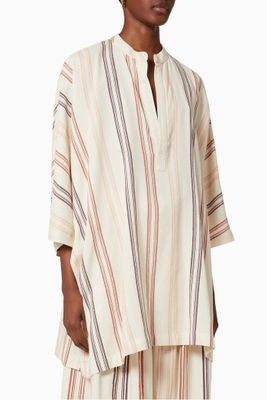 Striped Short Tunic in Cotton Striped Short Tunic in Cotton