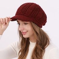 Classic Soft Knitted Hats Solid Color Coldproof Warm Berets Newsboy Hats For Women Autumn  Winter Lightinthebox - thumbnail