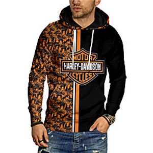 Men's Unisex Pullover Hoodie Sweatshirt Color Block Graphic Prints Letter Print Daily Sports 3D Print 3D Print Casual Hoodies Sweatshirts  Orange Lightinthebox